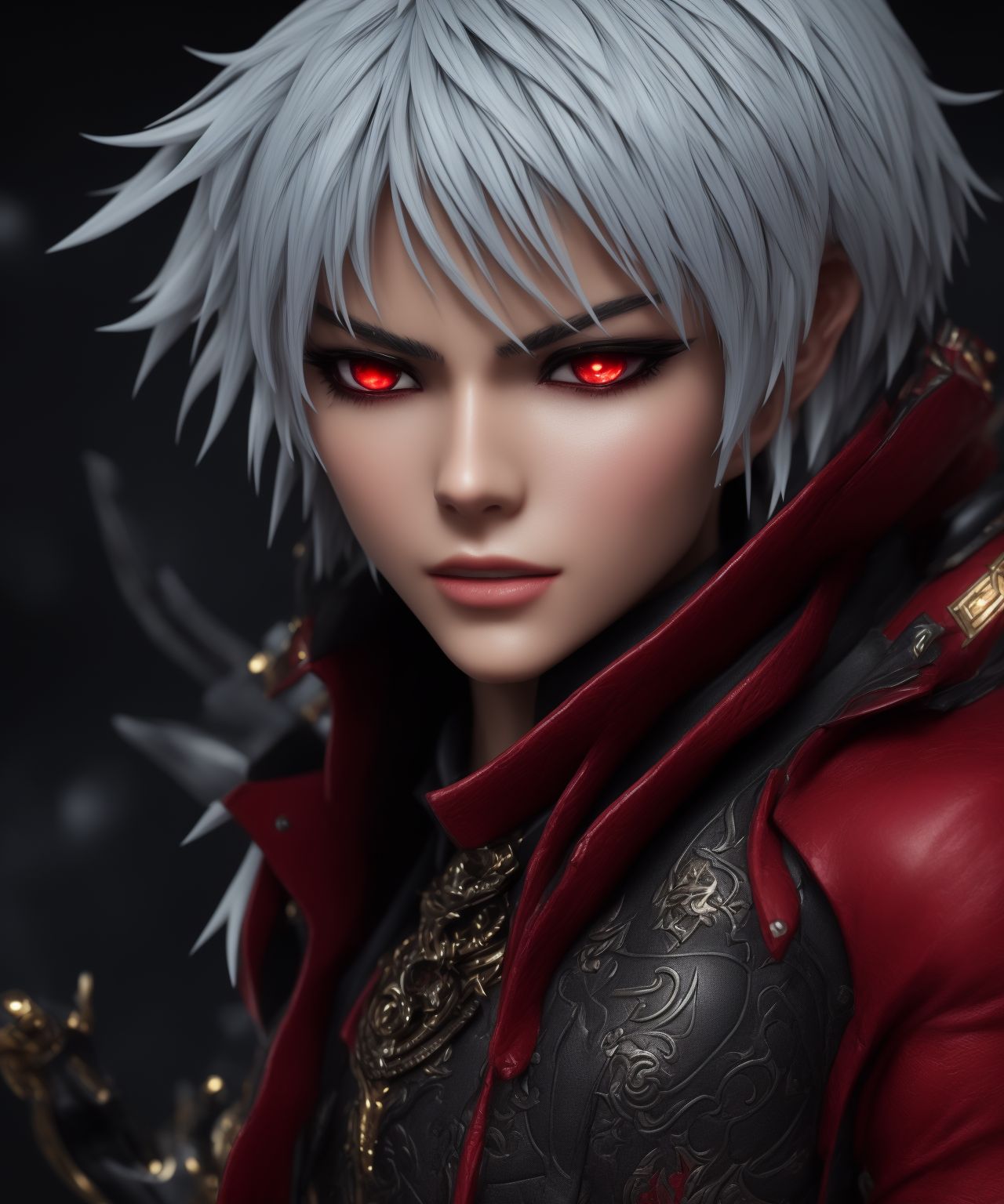 Dante character from devil may cry 5 with 2010s anime trait