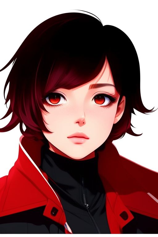 15-year-old latin femboy with short red hair wearing a coat with a red overcoat and black pants with red cuffs, Realistic, Perfect face, Cute, stunning landscape  background illustration concept art anime key visual, color manga style, trending on pexels