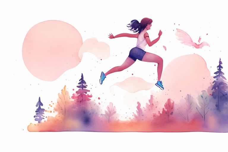 draftyshrew643 An athlete girl running and jumping obstacles in a forest and being followed by