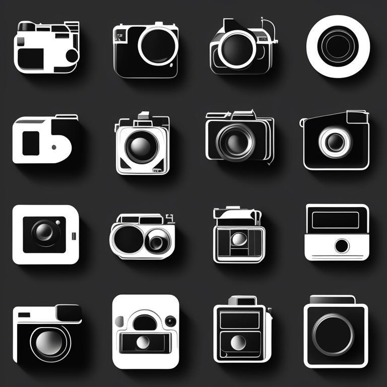 Camera Photo Film Container Set White Background Vector