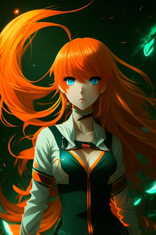 Anime, Anime style, Illustrator anime , orange hair, blue eyes girl with orange, UHD character details, 4k UHD background, High quality illustration, vivid color