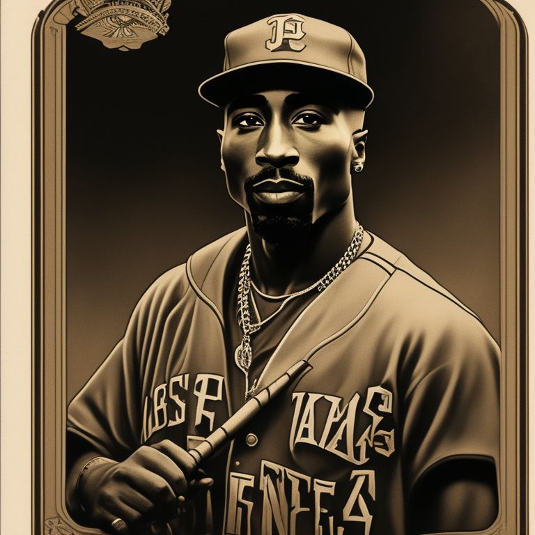 christopherbing: tupac shakur as a baseball card in an oakland a's uniform