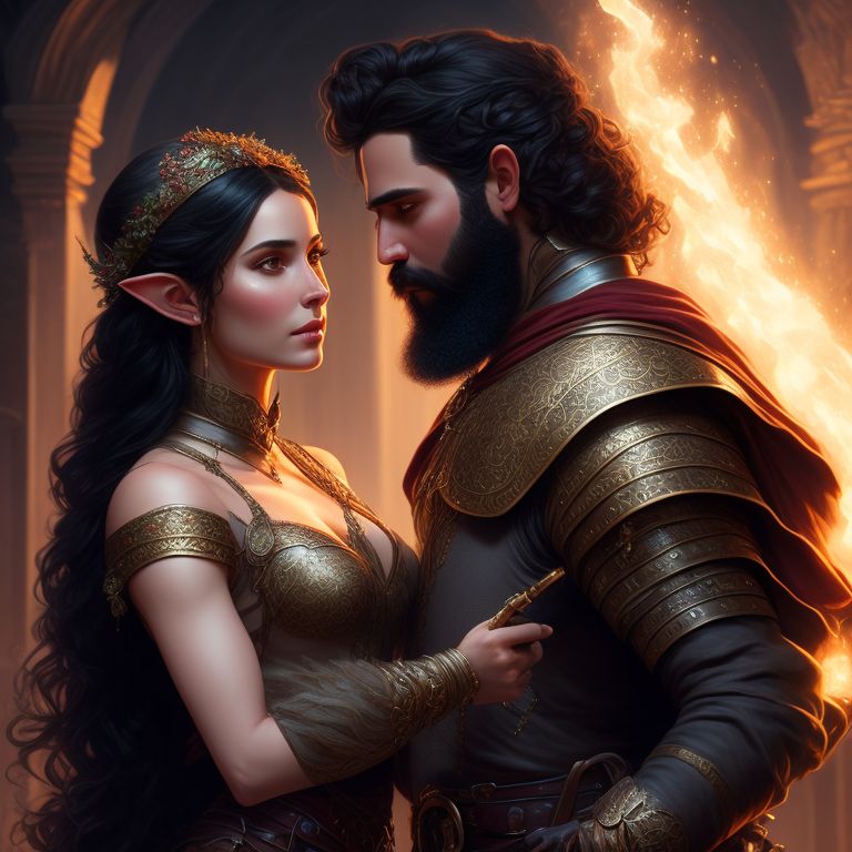 ijustmakestuff: Elf woman with wavy dark hair and a brunette bearded ...