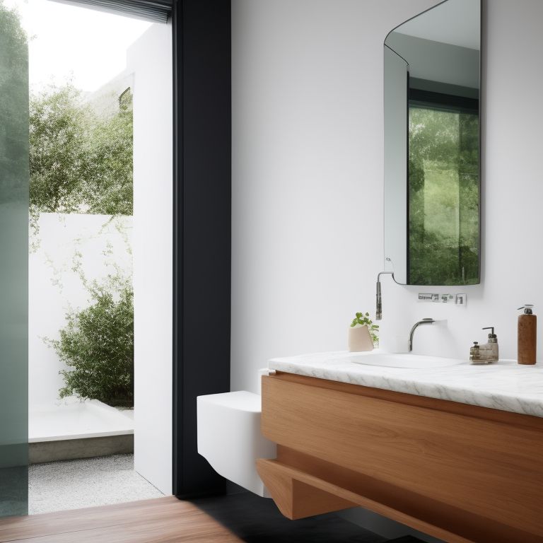 Areias81 Create a photorealistic image of a modern bathroom, filled