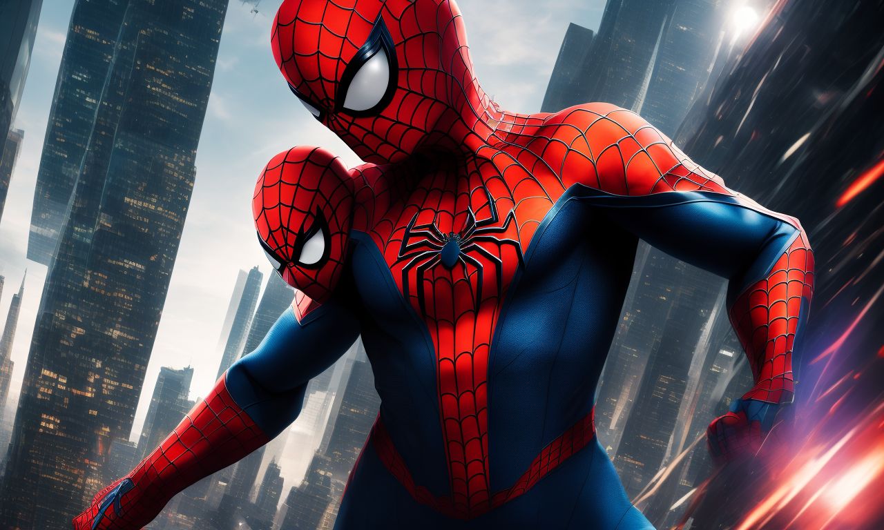 Douglasil Naruto, wearing a fusion of his iconic orange jumpsuit and SpiderMan's sleek suit