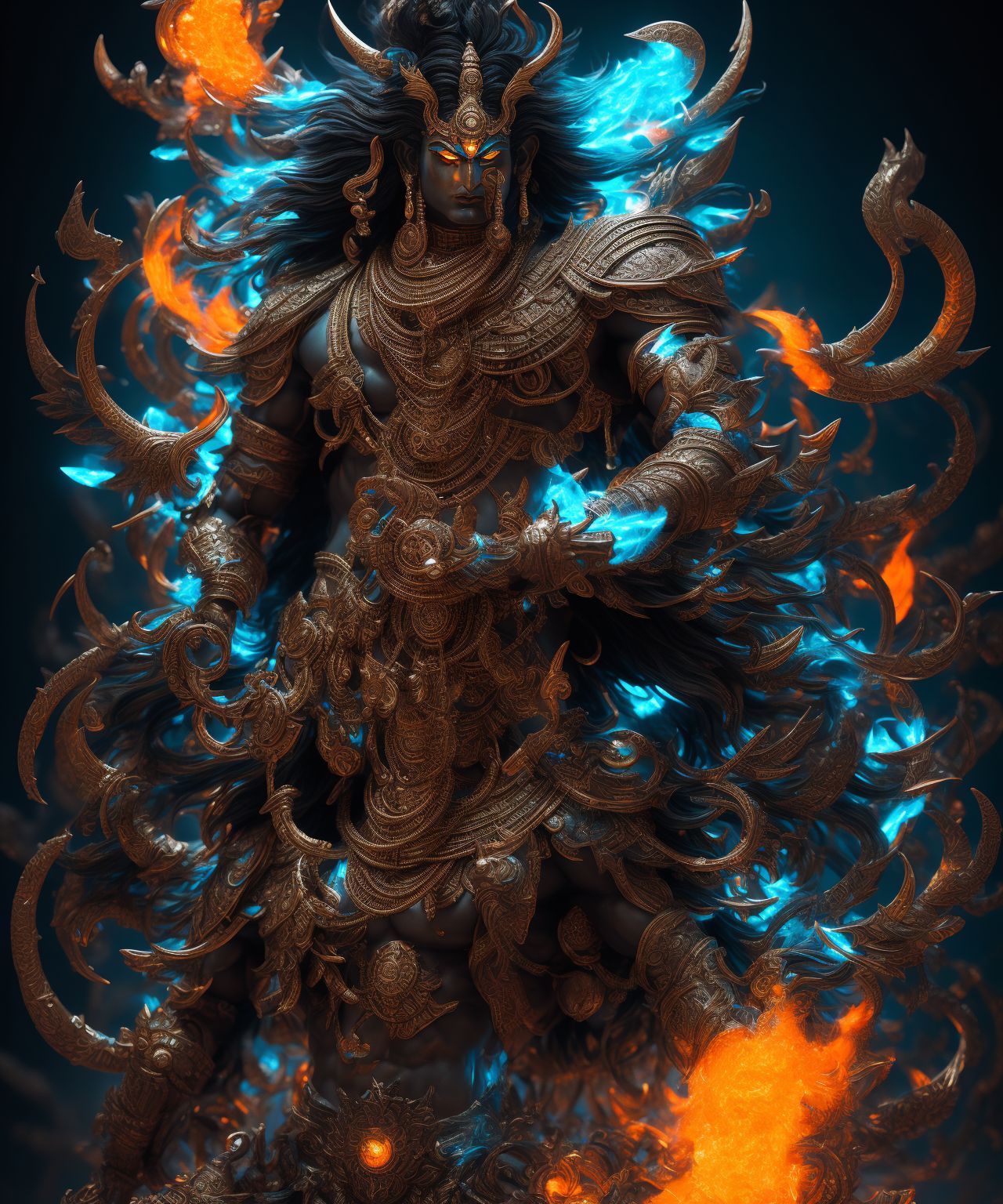 Bluenocture Lord Shiva The Destroyer Full Body Highly Detailed Unique Surrounded By