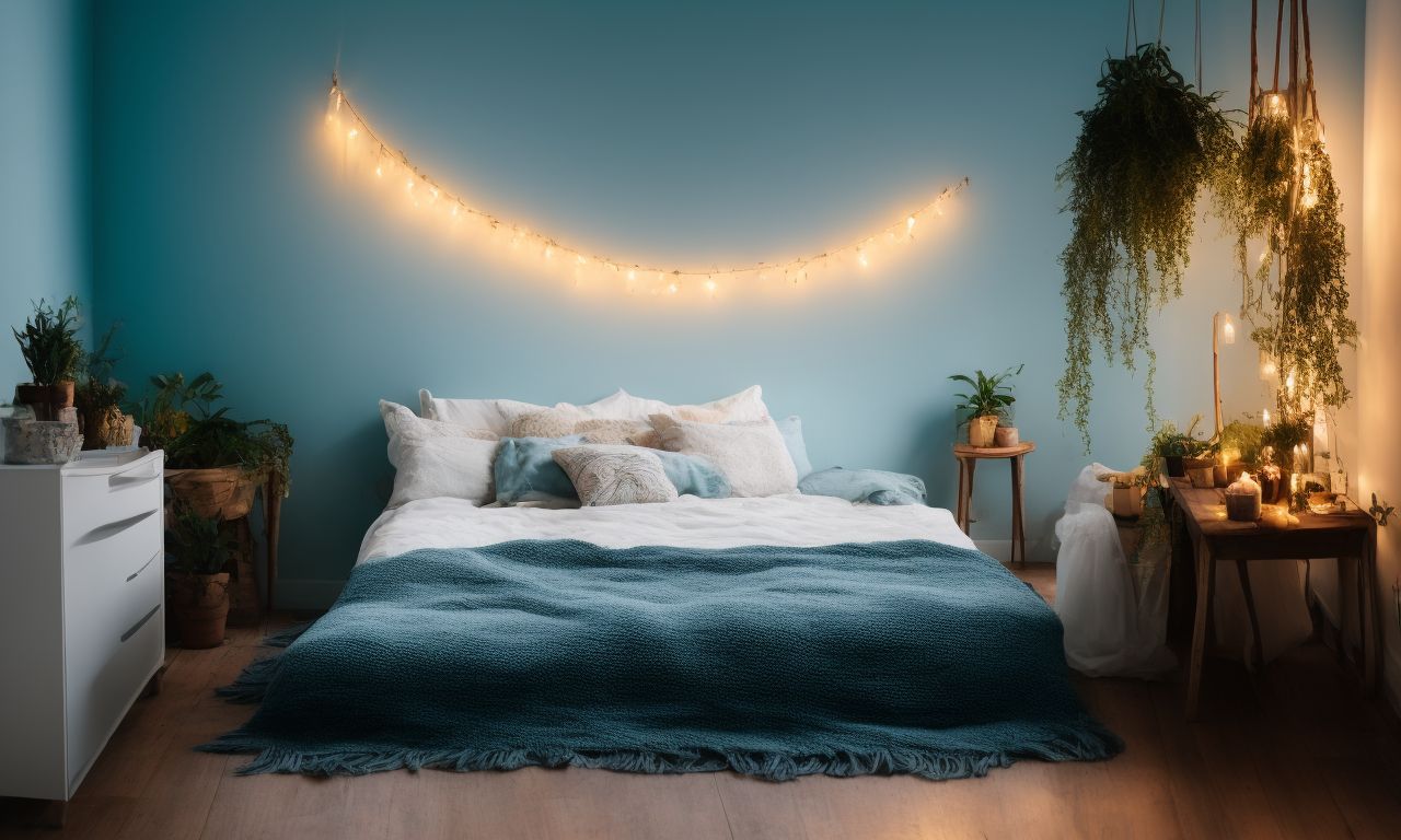 Boho room online with led lights