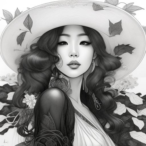 woman with flowers and leaves
white background
Black lines
Simple art 
black lines
fine line
fine line
coloring book
Simple lines
vector
white background 
black and white, 4k, High resolution, High quality, Art by Stanley Artgerm Lau, Art by Joe Madureira, Art by BlushySpicy, Art by Stjepan Sejic, Art by J Scott Campbell, Art by Citemer Liu, Art by Milo Manara, Art by Enki Bilal, Black and white drawing, Fantasy style, 2d illustration drawing, Drawing, 2d pencil drawing, Intricate details , Mix of bold dark lines and loose lines, Rough sketch, On paper, Ethereal