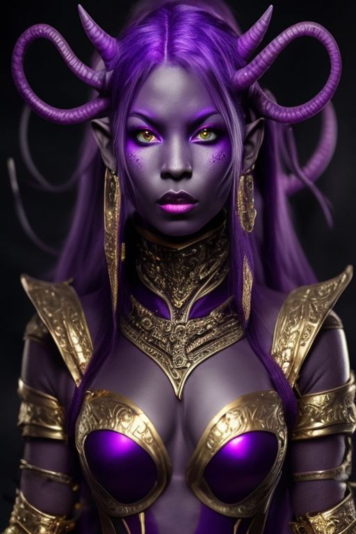 Silverevermoore A Female Tiefling Dandd Character With Vibrant Red Skin Full Purple 