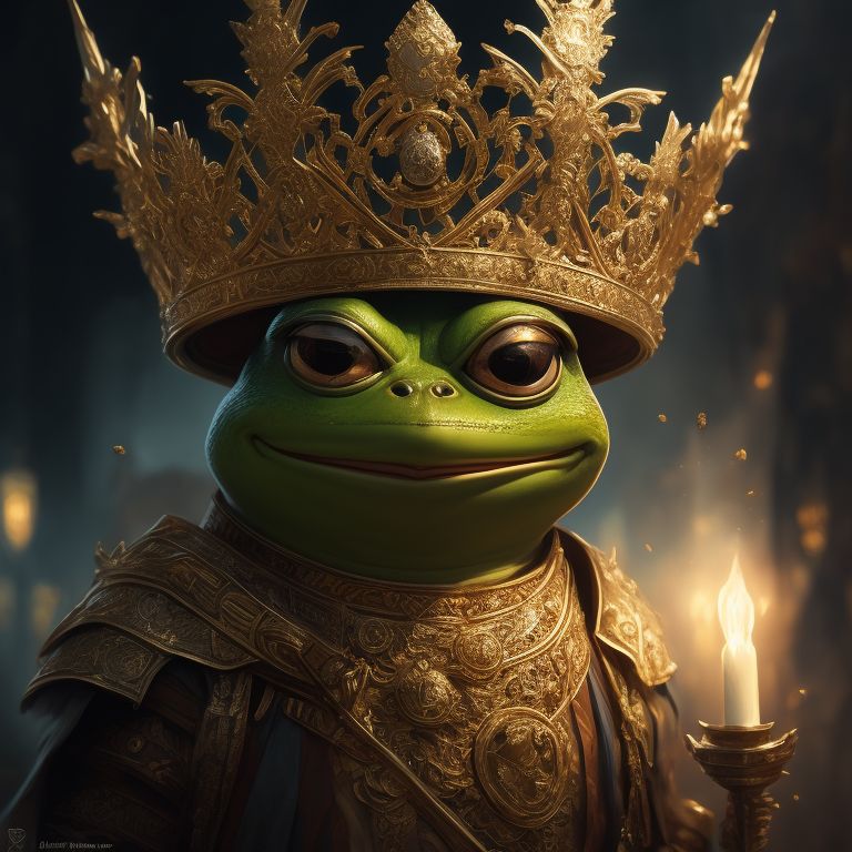 large-cobra922: Pepe the frog sitting on a throne in a armor wearing a ...