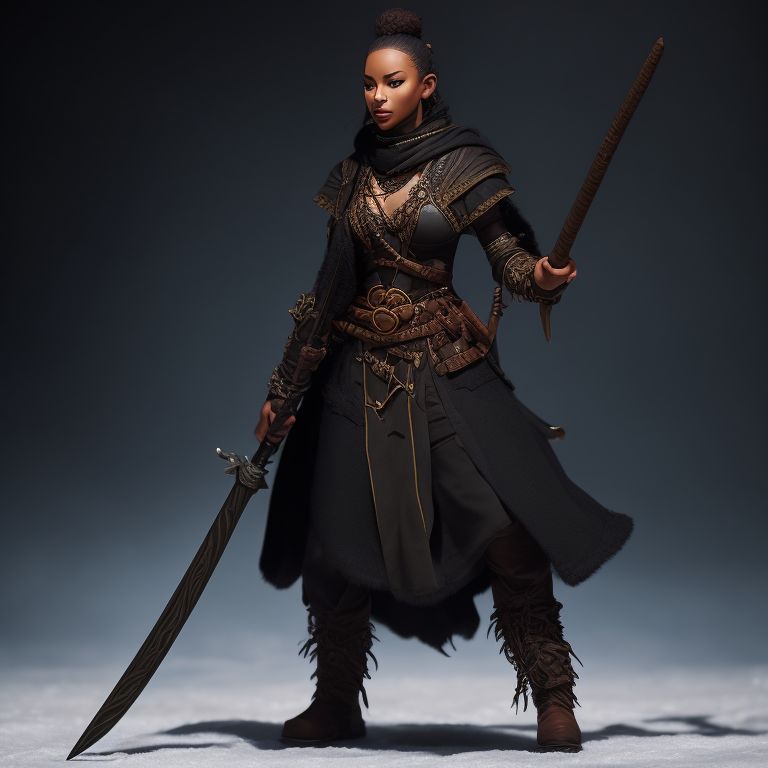 hotstingray306 DND snow leapord tabaxi black female monk warrior