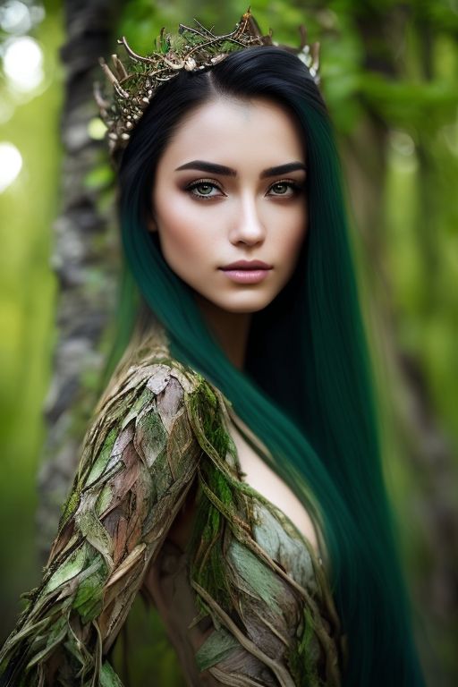 SilverEvermoore: A beautiful dryad with ((bark covering her skin on her ...