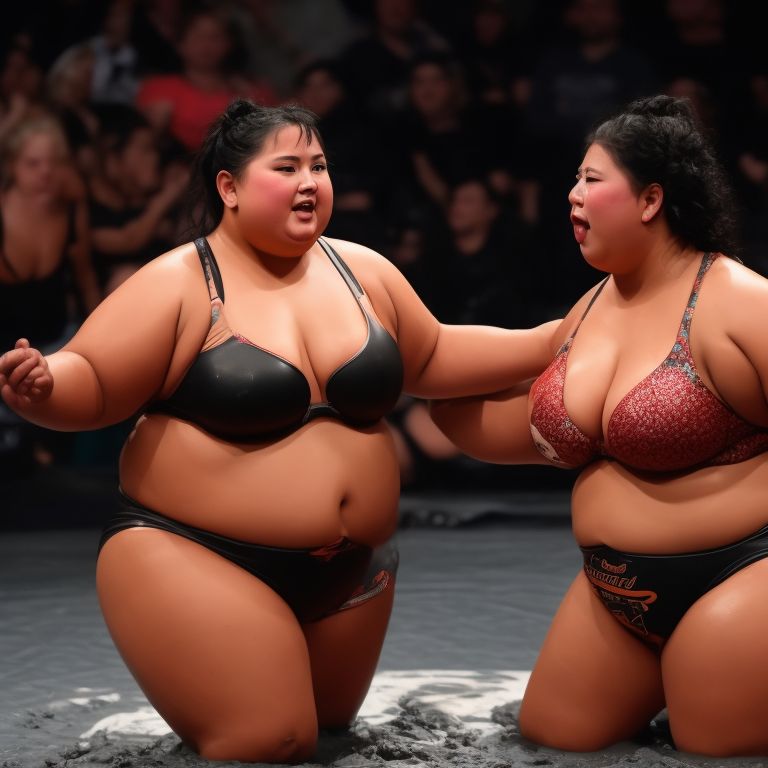 two chubby women wrestling mud bikini , the prompts generated must be appropriate and culturally sensitive, 