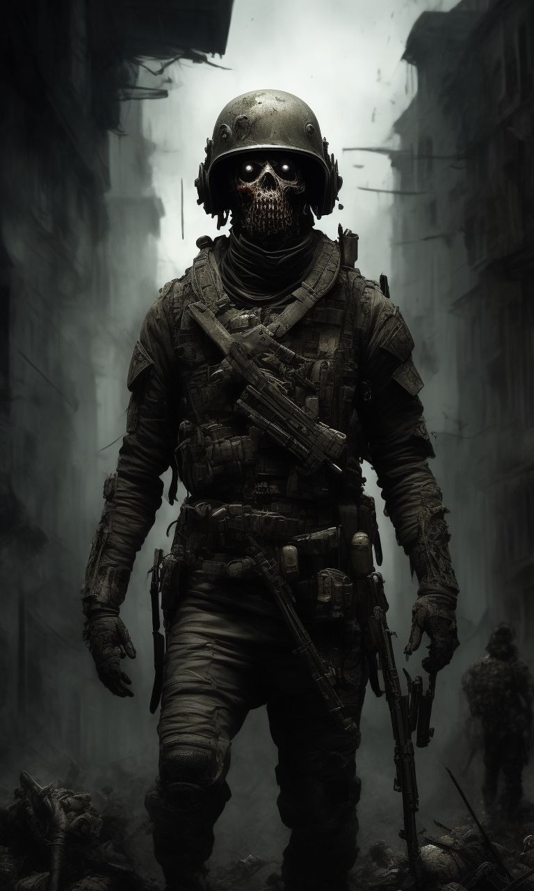 tamir79: Zombie soldier in helmet, scary, survive , full height body ...