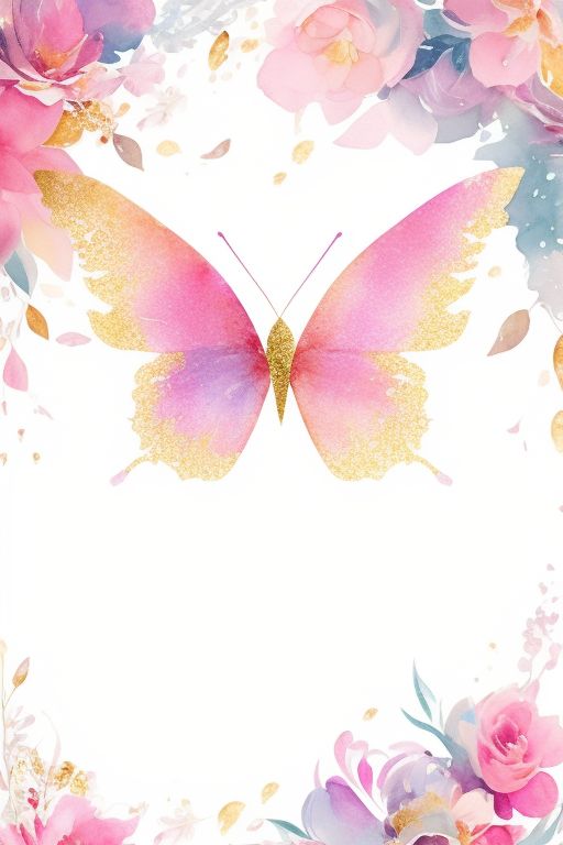 flaky-koala719: glittery butterfly invite, kawaii, pastel colours ...