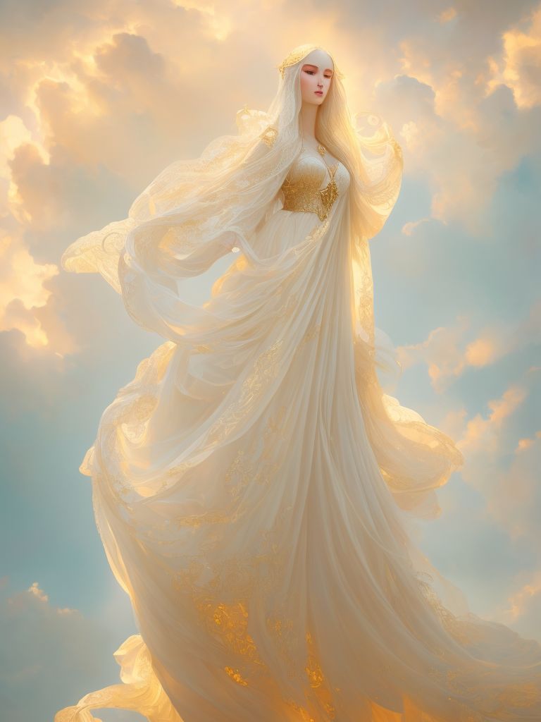 pleasing-fox547: Beauty of the Vestal virgin figure of the woman in clouds  heaven