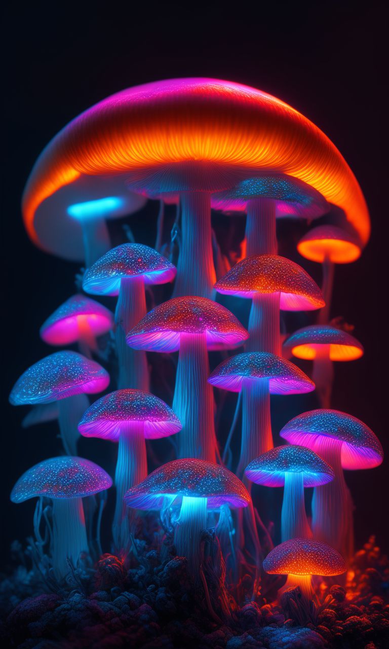 Naglauamorda: Glowing mushrooms, beautiful neon light, and slightly ...