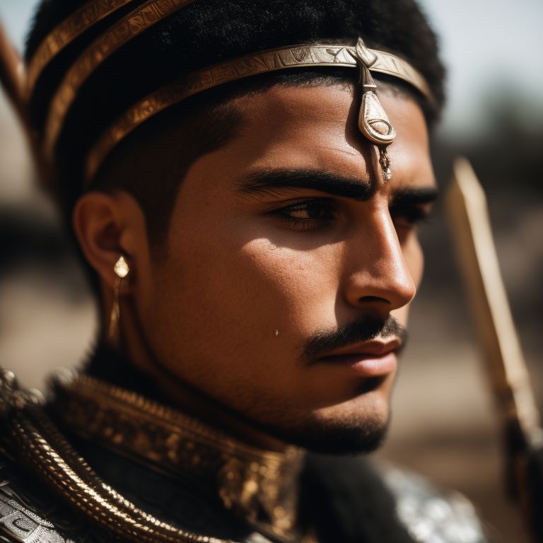 all-hare292: male Egyptian warrior wearing chainmail and holding a staff