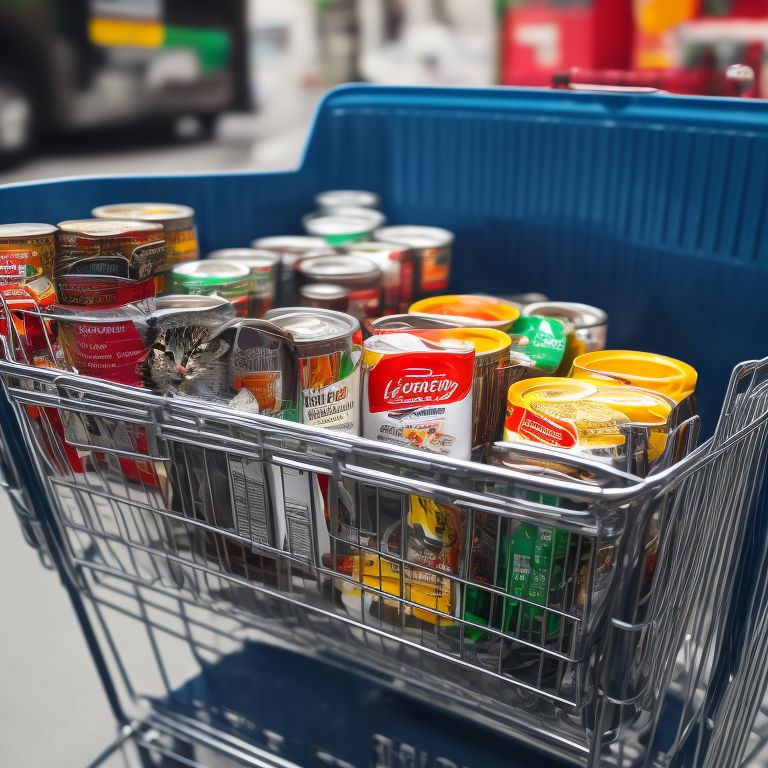 canned food shopping cart