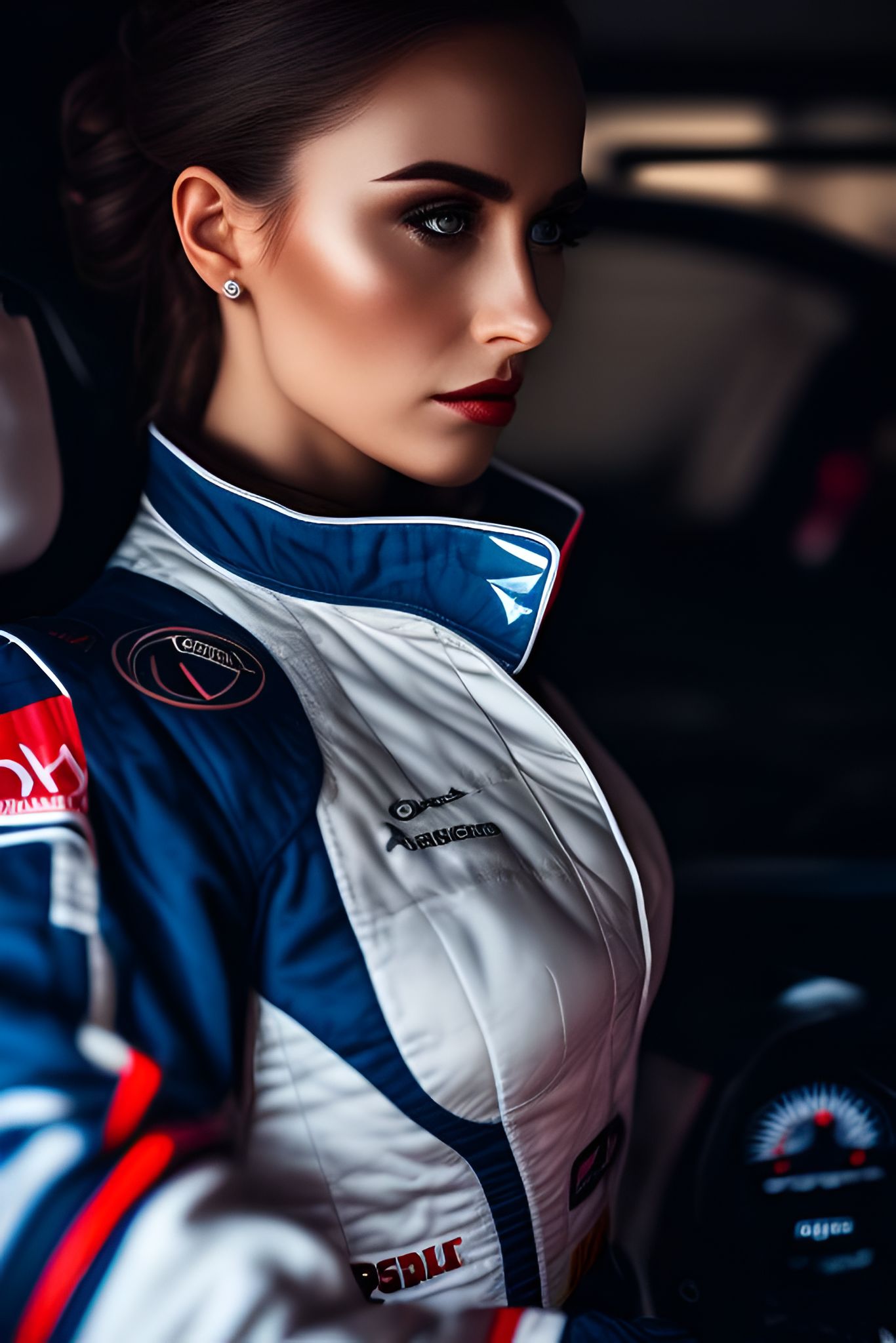 Myndcruzer Woman in car racing uniform