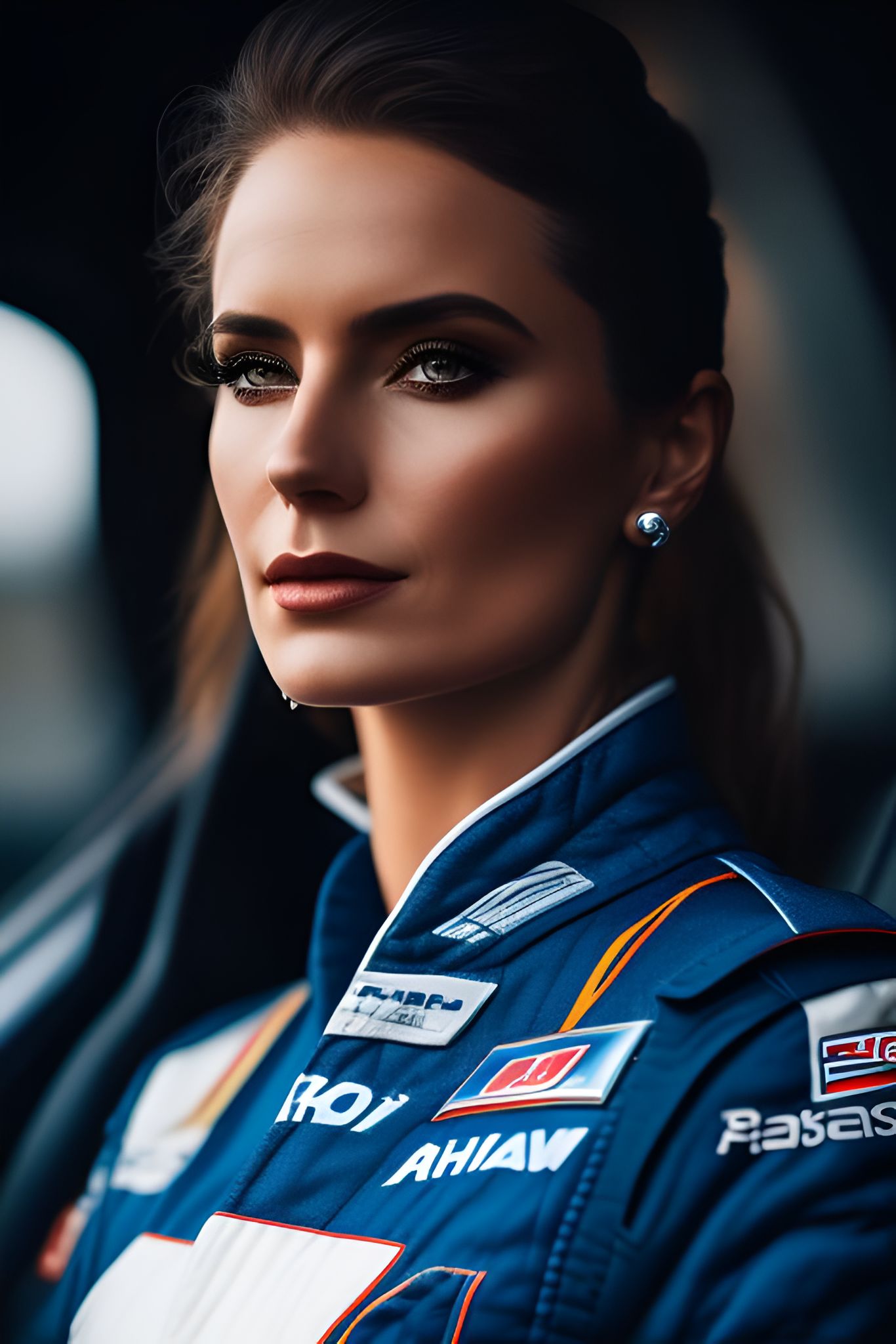 Myndcruzer Woman in car racing uniform