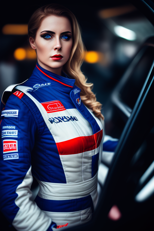 Myndcruzer Woman in car racing uniform
