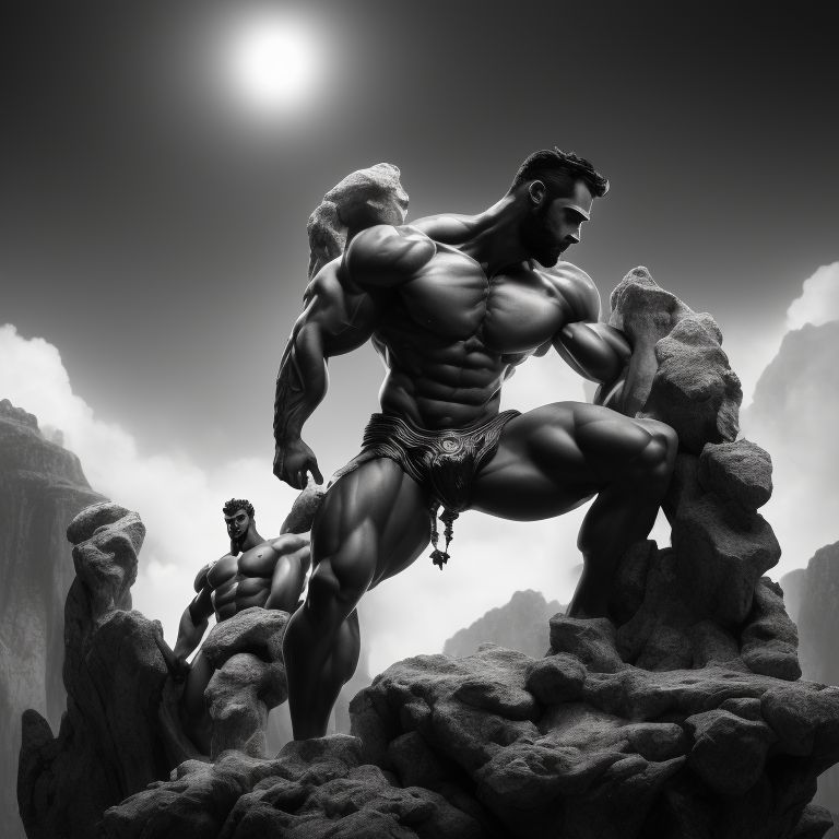 prompthunt: gigachad in roblox black and white trending on artstation,  painted by greg rutkowski
