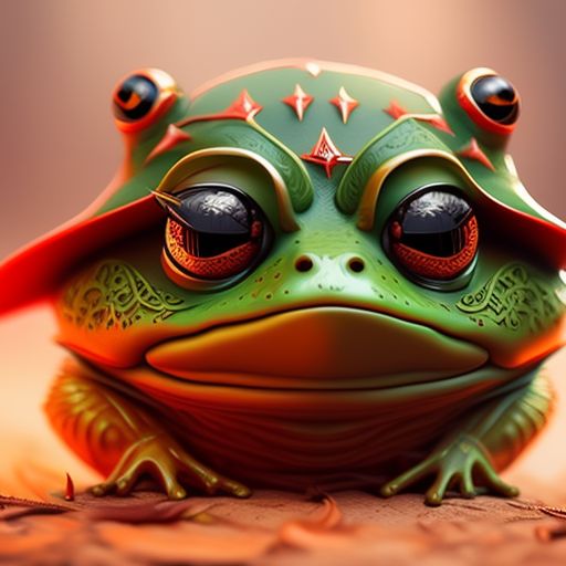 rare-koala764: Pepe the frog but as a realistic frog. Keep him devilish  with his trident like in the picture.