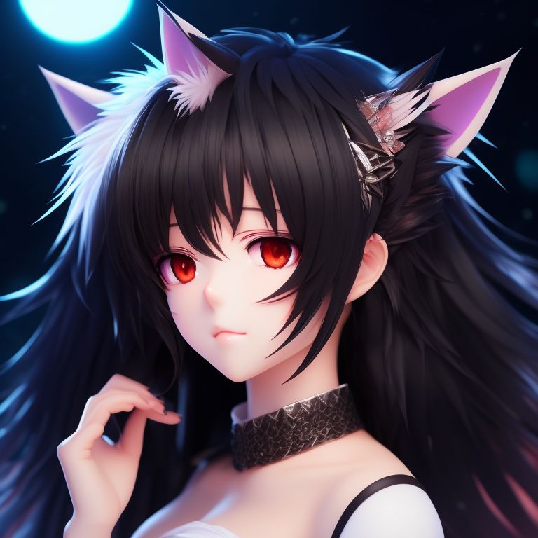 intrepid-fox675: Dark skin black anime girl with pastel purple fluffy wolf  ears