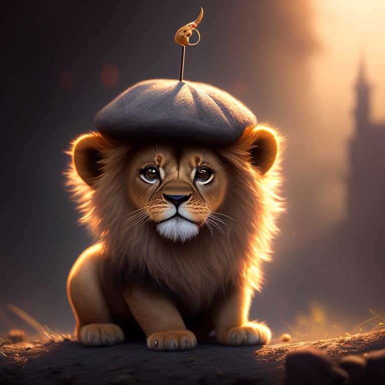 MANNA: a cute lion wearing a hat