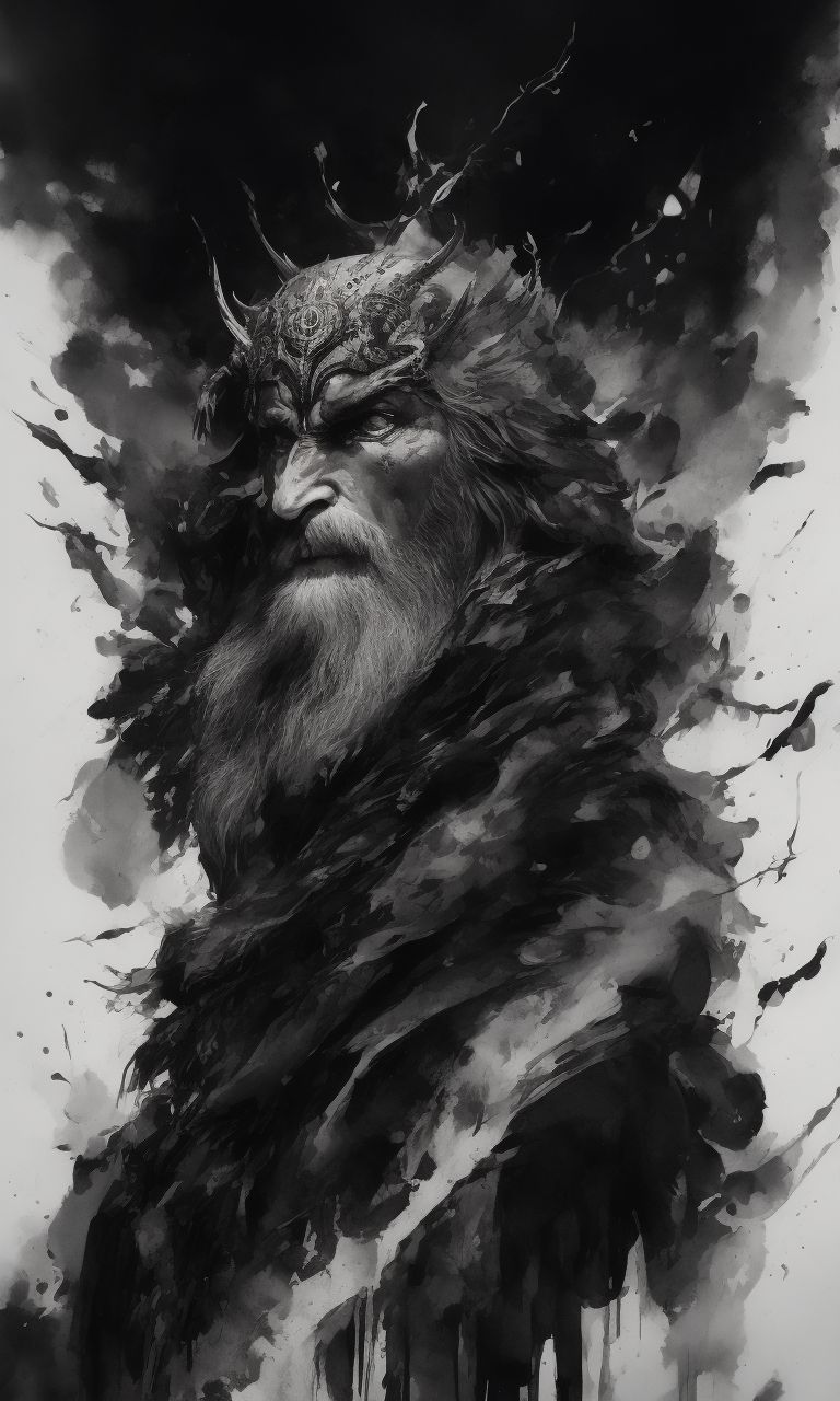 Sketch Odin Face With Smoke Out Of Eye Tattoo Idea - BlackInk AI