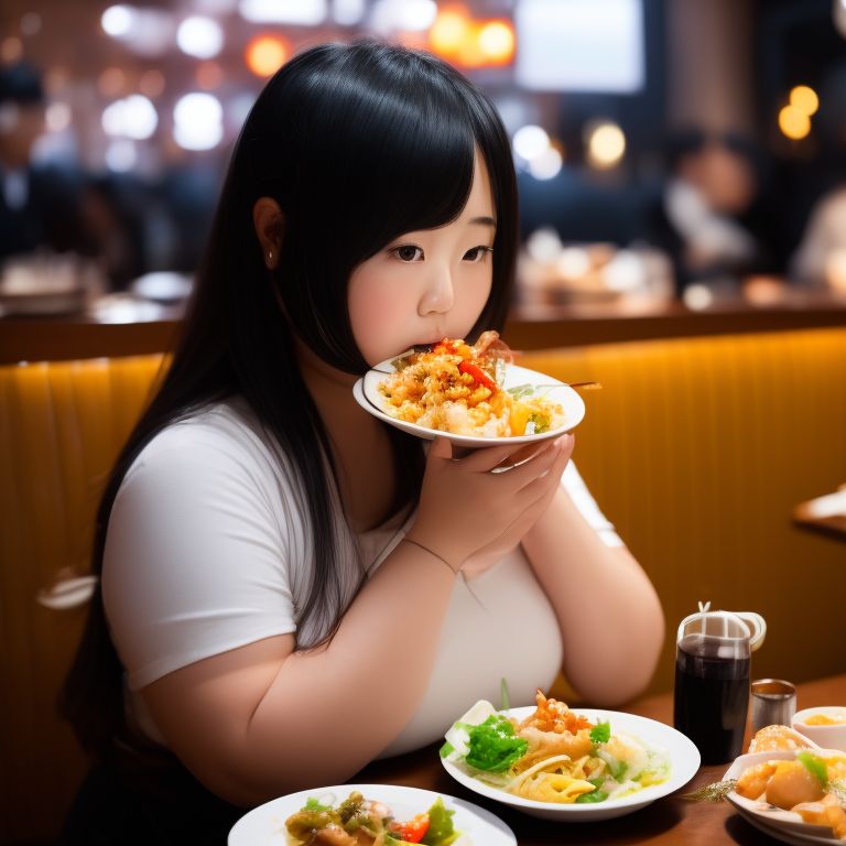 Any Viper863 Really Chubby Japanese Girl Eating A Lot Of Food In A Restaurant Obese