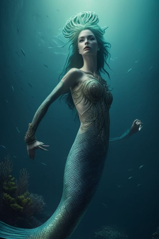 crlp01: full body image of a mermaid on the high seas