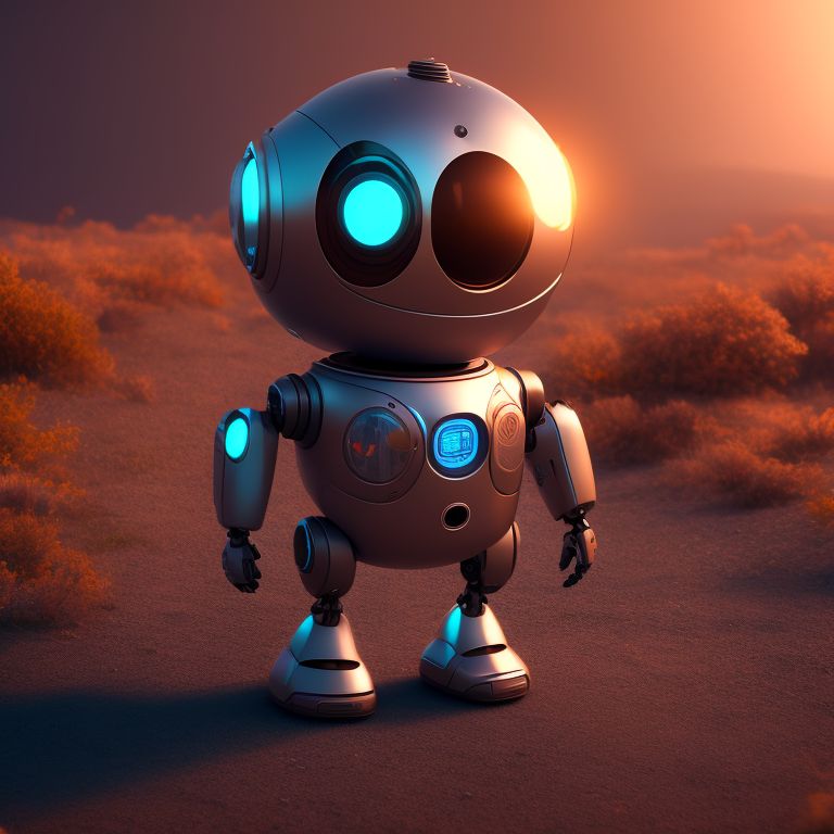 standing centered, Pixar style, 3d style, disney style, 8k, Beautiful, Cute robot concept like emo, 3D style rendered in 8k using beautiful Disney like animation