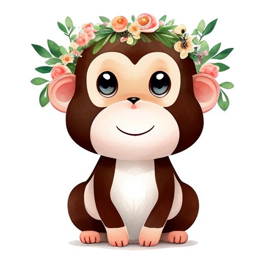 smart-llama932: monkey with floral crown.