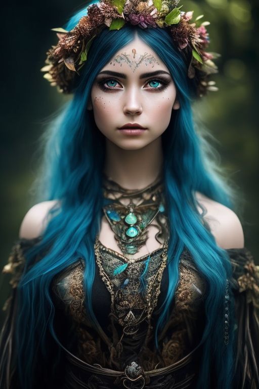 Enchanting Gothic Woman with Viking Braids and Mysterious Charms