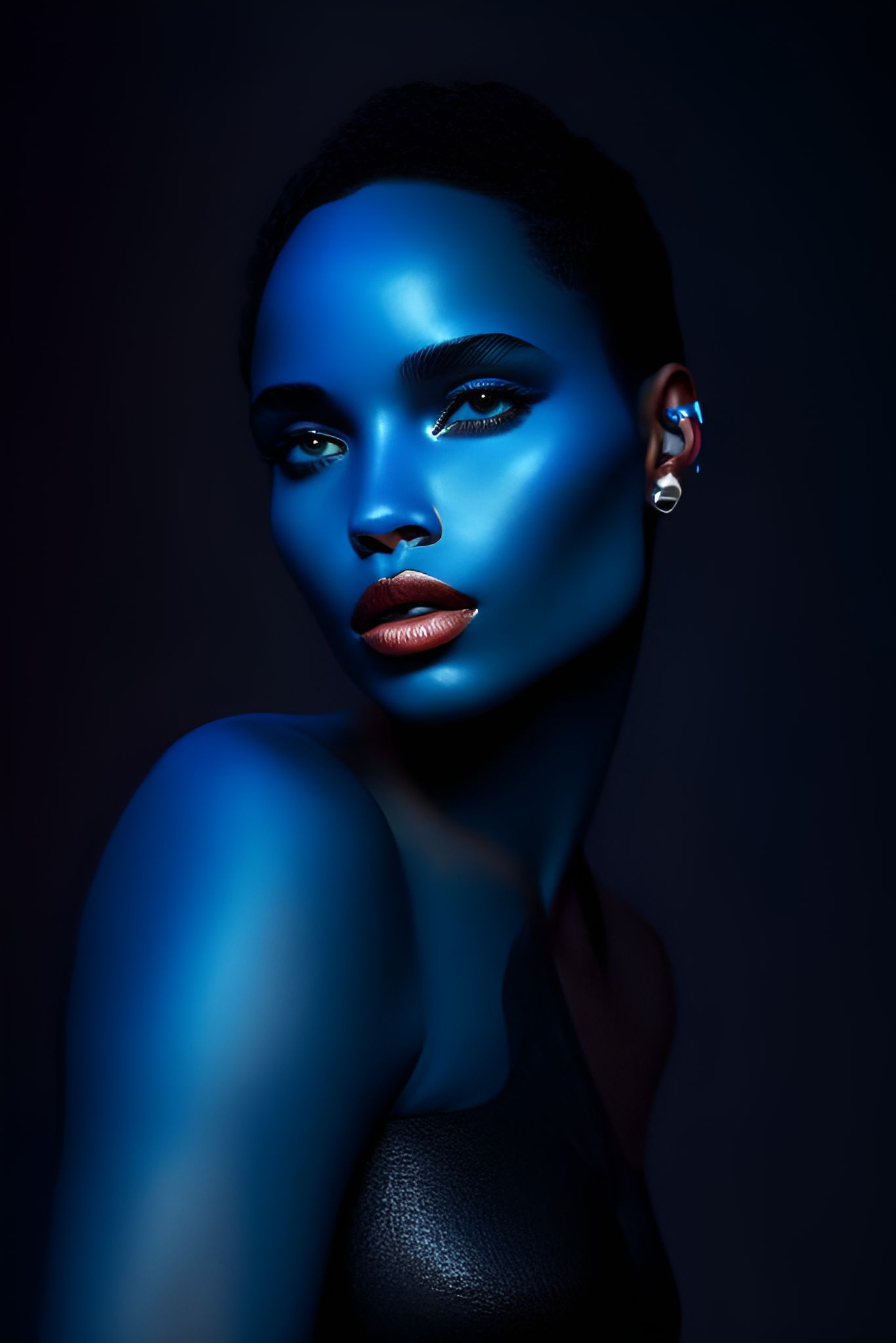 Kravcinema: Beautiful Digital Painting Royal Blue Painted face and body ...