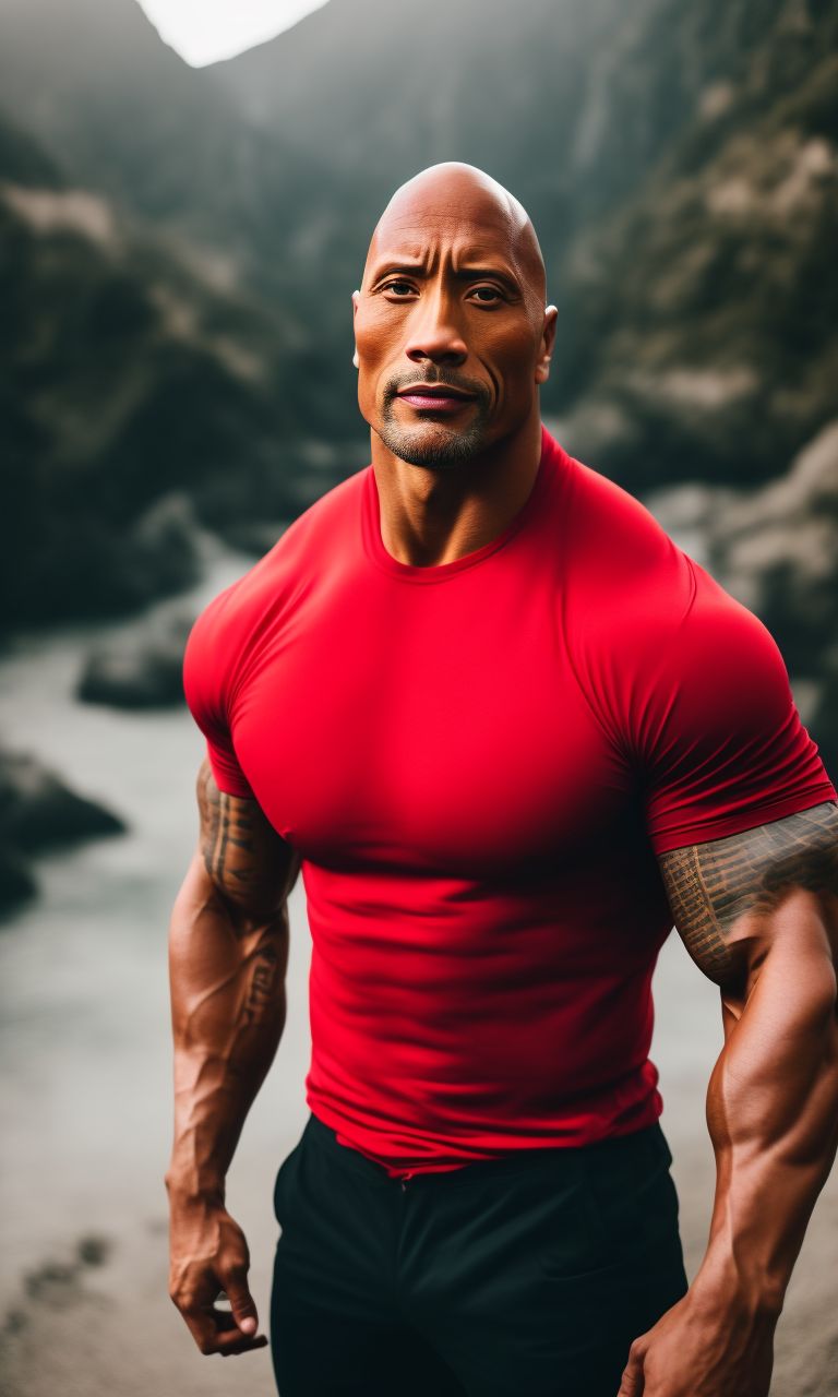 moral-turtle525: Photo of Dwayne Johnson wearing tight red t-shirt, The  Rock, arms crossed, outdoors, natural lighting, forties, forties,  attractive, handsome, Dwayne Johnson, Canon50, Kodak Ultramax, Pexels,  Unsplash, Film Grain, Ultraskin