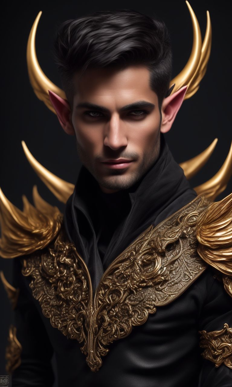 GeometricFuzz: (a noble ruggedly handsome male demon, age 31, short ...