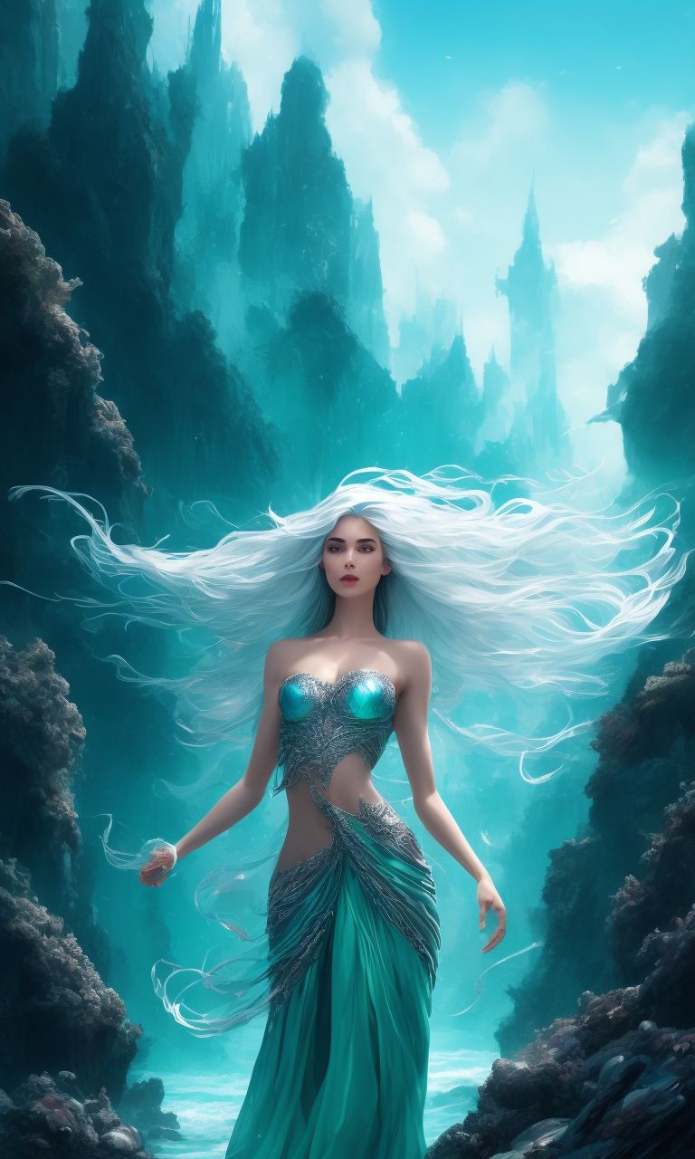 unruly elk997 captivating sea elf with long flowing silver hair