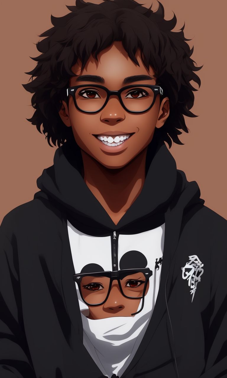 Black anime guy with glasses