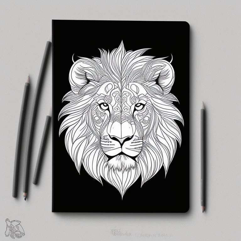black and white lion head side view
