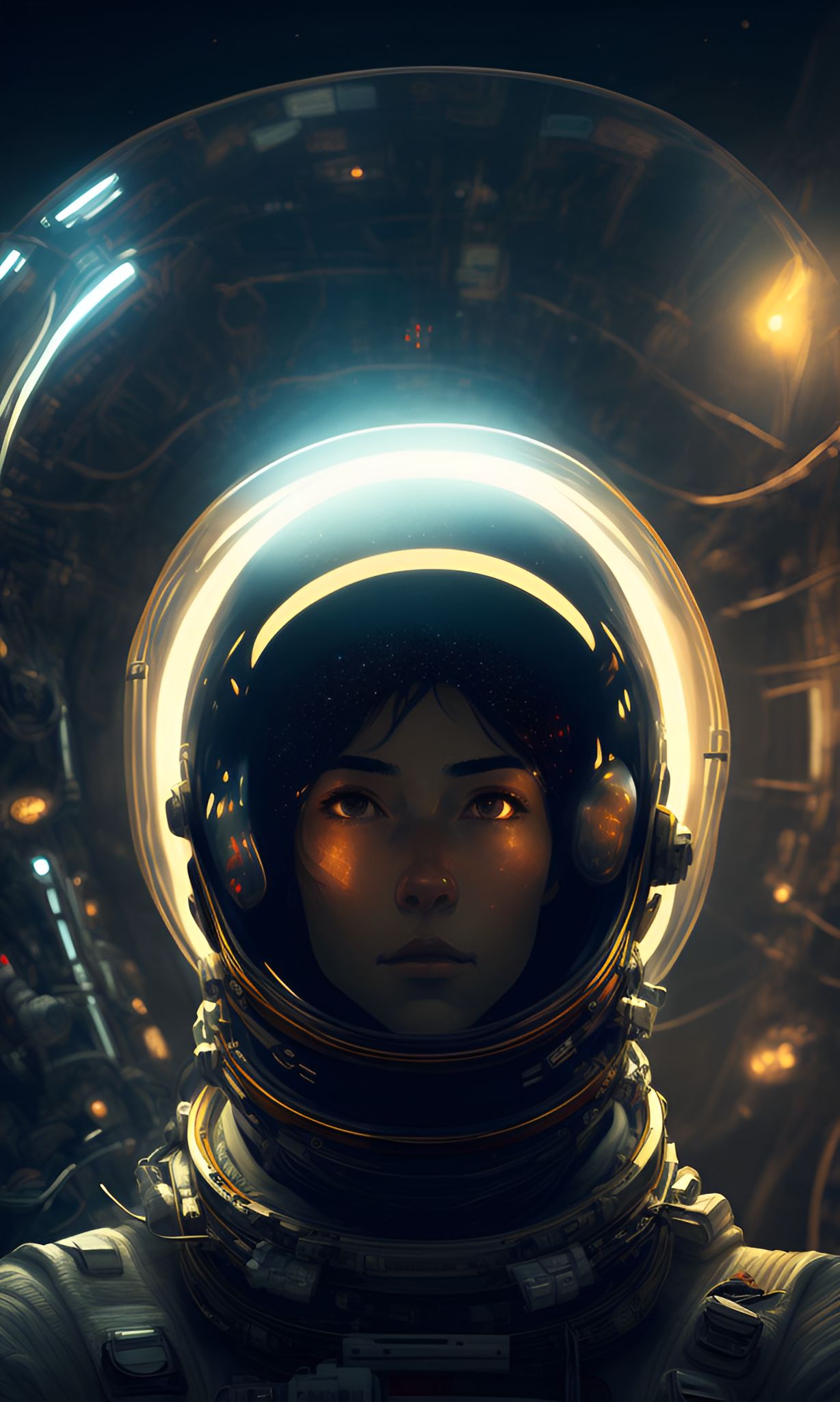 Hursty: portrait of an Astronaut looking at viewer with a intricate ...