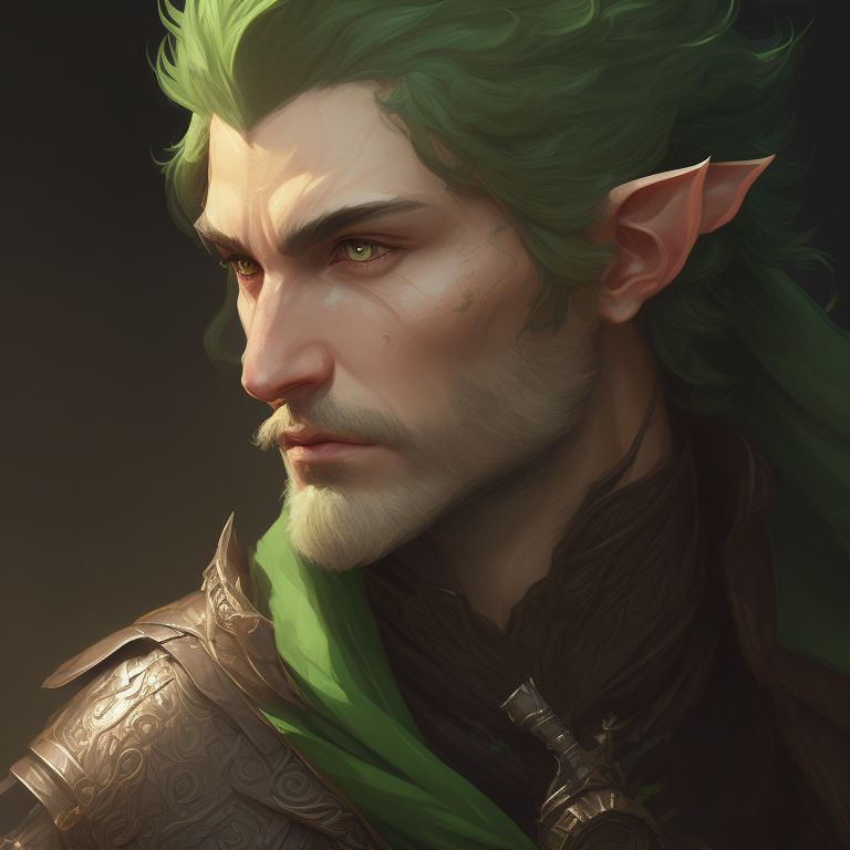 renelvon: male elf druid, leather armor, green eyes, smoke pipe