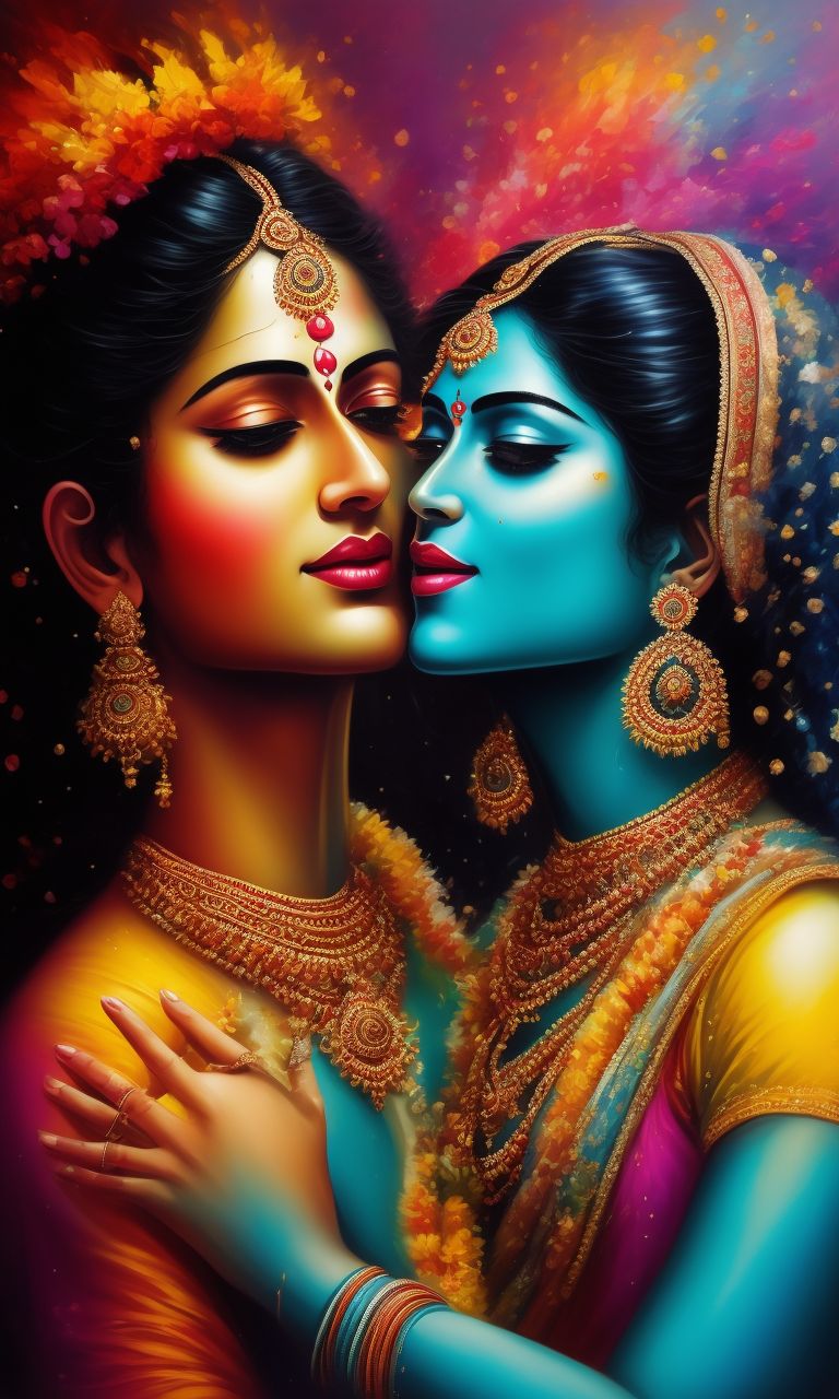 modern art paintings of lord krishna and radha