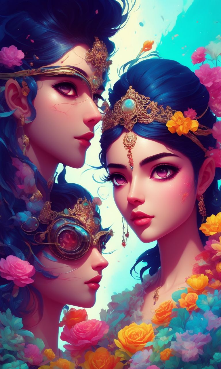 total-dove700: Radha krishna around flowers and goggles on there eye