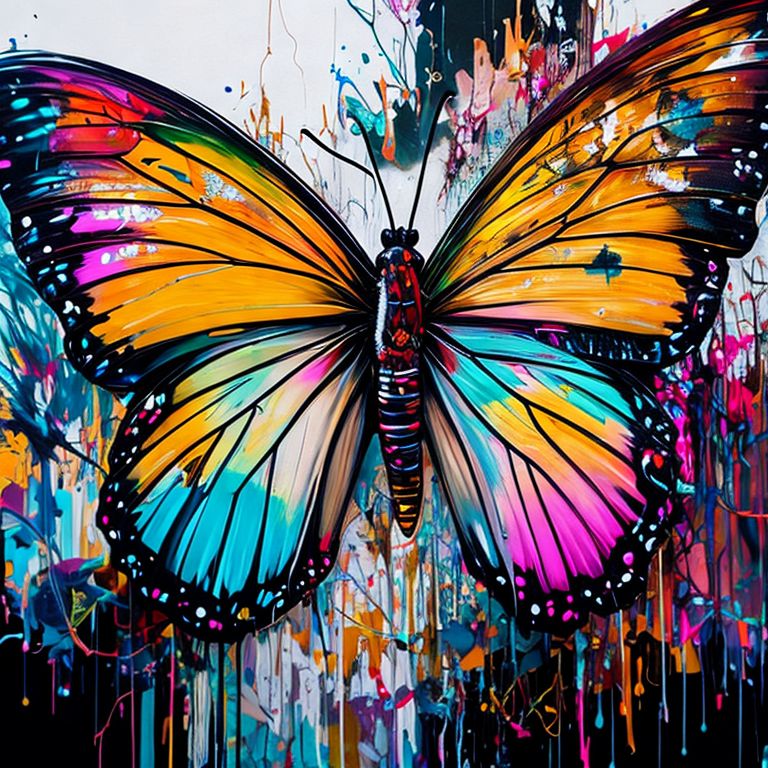 MANNA A highly detailed graffiti painting of a breathtaking butterfly