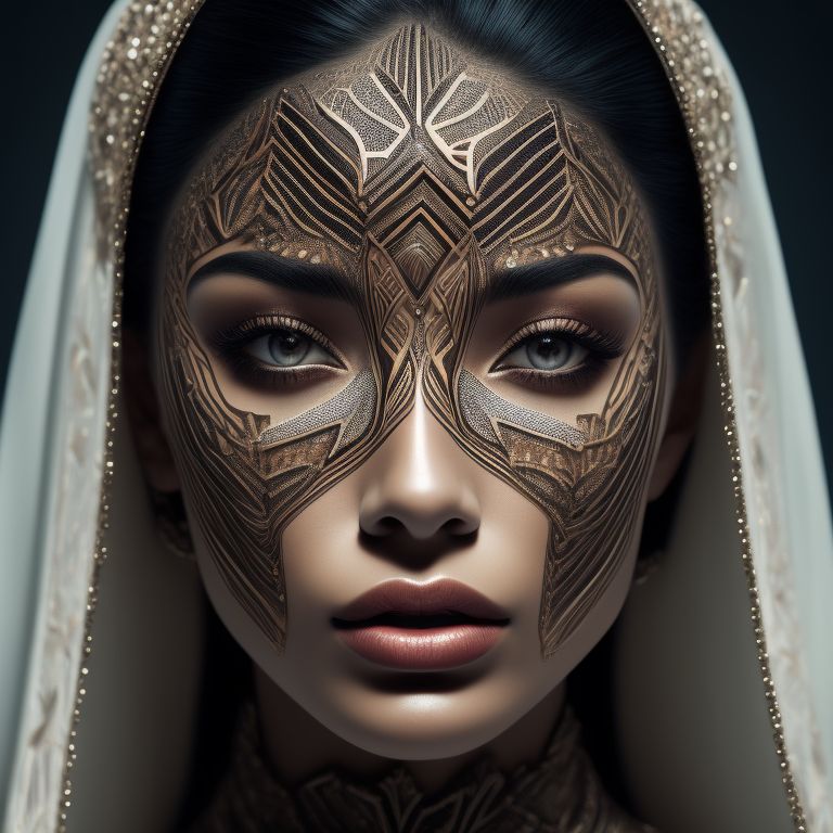 zyhzyh: Close - up of a woman's face, with her skin adorned by ...