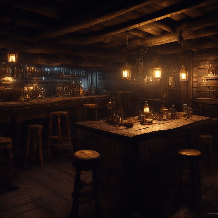 pastel-trout285: a rustic seafearers tavern taproom