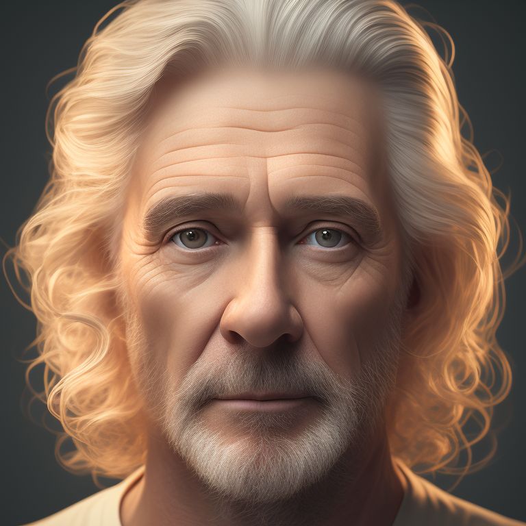 Portrait, hopeful 45 year man, Beautiful hair, Makeup, Octane render, 8k, Beautiful lighting, Golden ratio composition